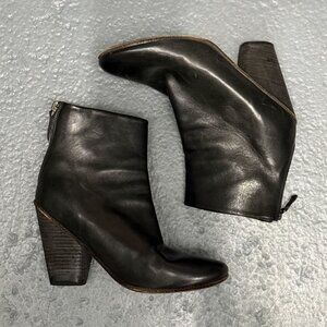 MARSELL Black Leather Ankle Boots Booties Block Heel Sz IT 38.5 US 8.5